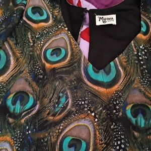 Show Me Your MuMu Vibrant Peacock Print Shirt, Mini Dress Women's M